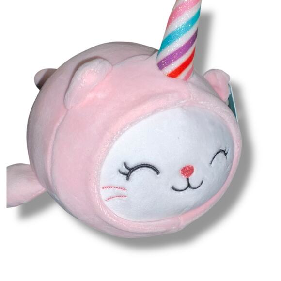 Hug Me Plush Dress Up Cat Narwhal Horn Glittery Pillow Embroidered Nursery 10" - Picture 3 of 12